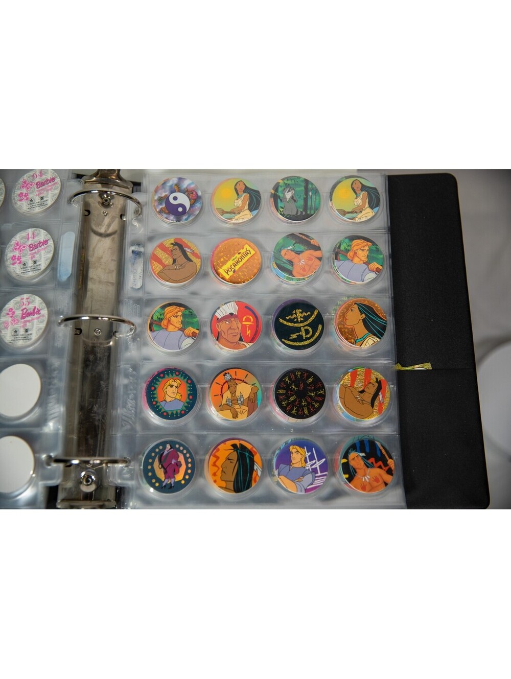 Pocahontas Vintage POG Collection - 200+ Pogs - 10 pages of Pogs 1995 + 2 Packs!